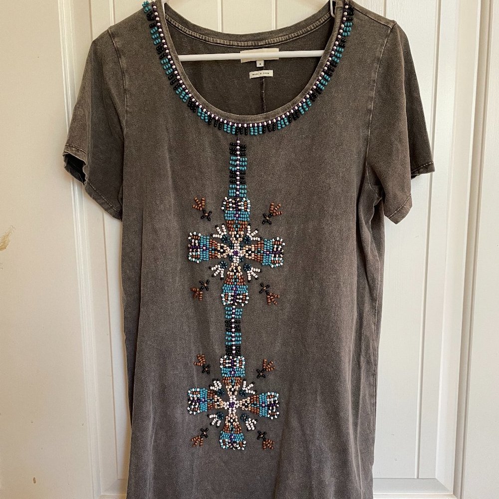 Miss Me Vintage beaded mini t shirt dress